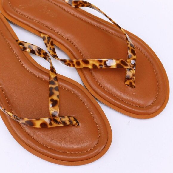 NEW J. Crew Capri Leather Thong Sandals Flip Flops 7 in Leopard - Picture 2 of 10